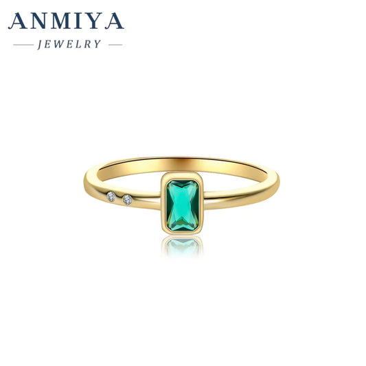 5A Cubic Zirconia Emerald Green Engagement CZ Custom Gold Wedding Emerald Ring 925 Sterling Silver for Women