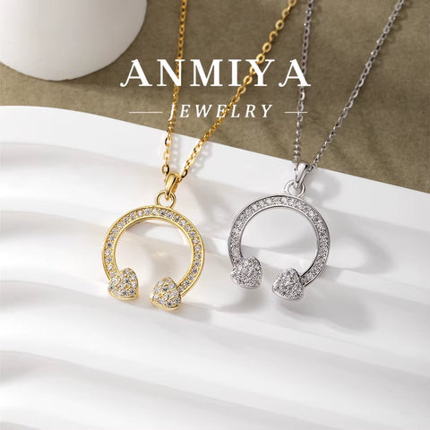 High Quality Dubai Classic 925 Silver 18K Gold Crescent Moon Pendant Necklace