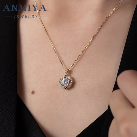 18K Gold Plated Cz Circle Necklace Cubic Zirconia Diamond round Pendant Jewelry Necklace for Women