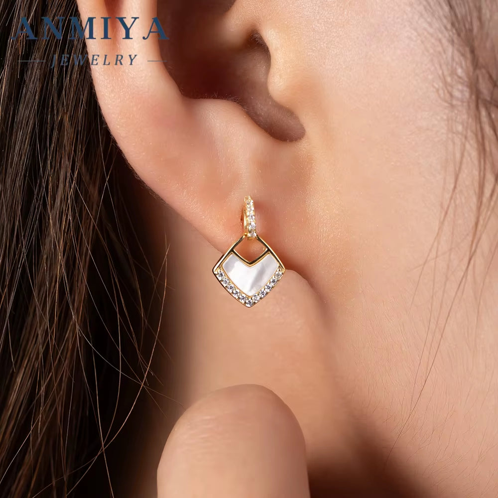 Wholesale Rhombus Earrings Women S925 Silver 18K Gold Cubic Zirconia Stud Dangle Stud Earrings for Women Fashion Jewlery