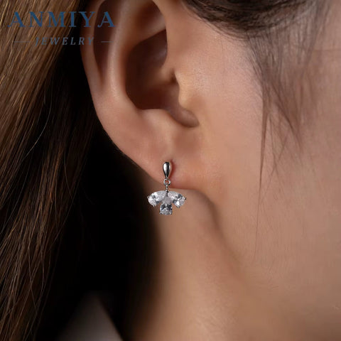 Wholesale Dainty Fashionable Big Zircon Rhinestone 925 Silver Fine New Tide Stud Earrings for Women