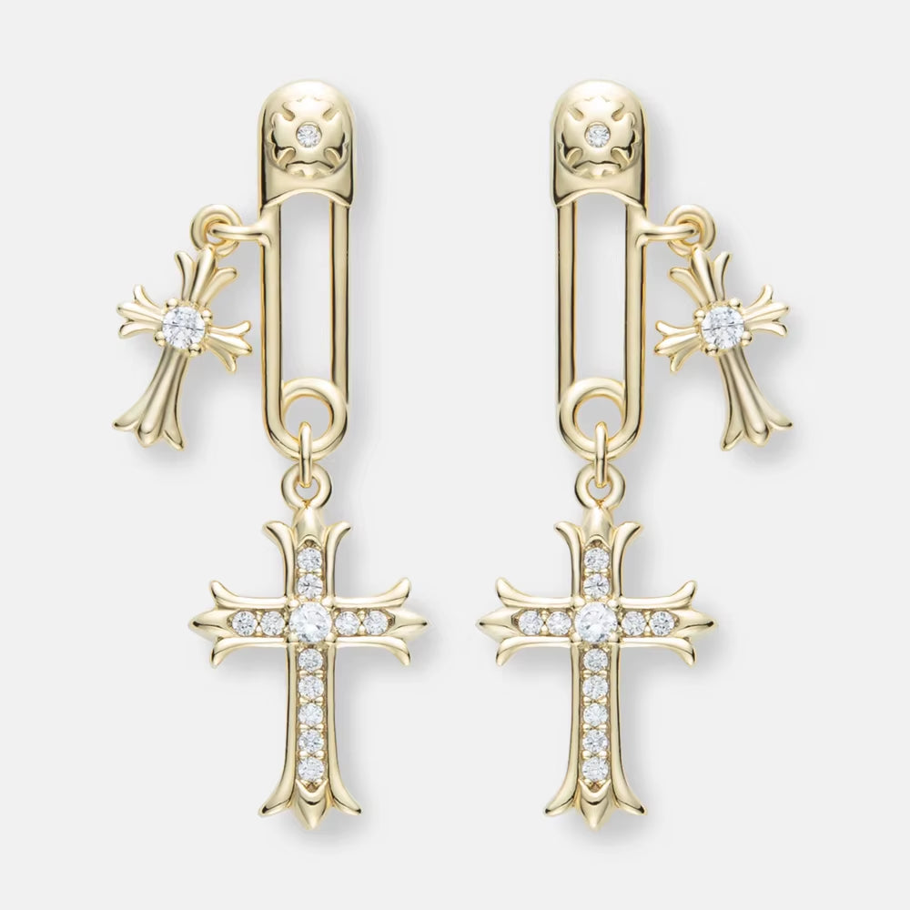 Fashion 925 Silver Dangle Earrings Paper Clip Christian Jewelry Gothic Cross Christian Jewelry Jesus Pendant Stud Earrings
