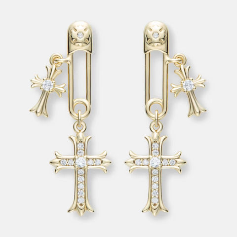 Fashion 925 Silver Dangle Earrings Paper Clip Christian Jewelry Gothic Cross Christian Jewelry Jesus Pendant Stud Earrings