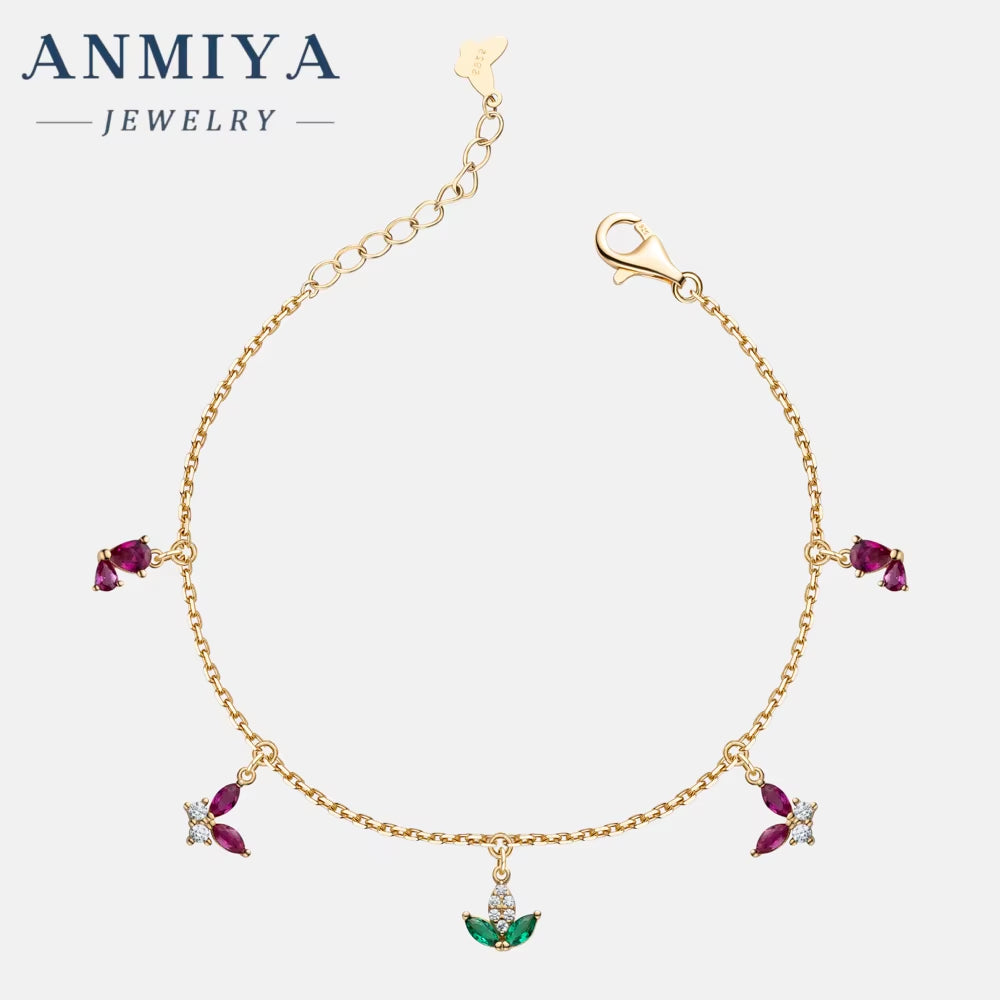 Fashion Trendy 925 Silver Gold Plated Zircon Butterfly Flower Charm Pendant Tassel Bracelet Party Wedding Bracelets for Women