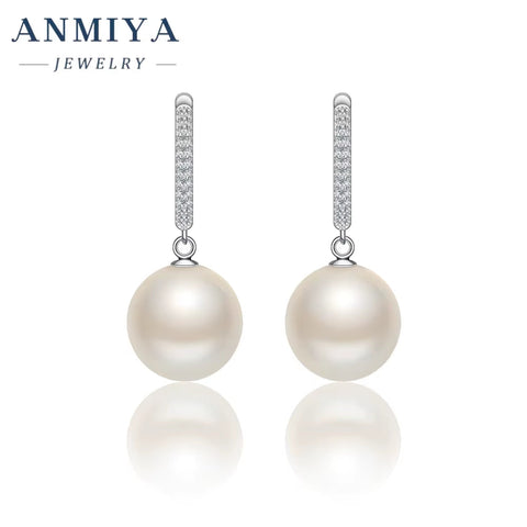 Real 925 Sterling Silver Sweet Baroque Pearl Hoop Earrings for Women Wedding Valentine'S Day Jewelry