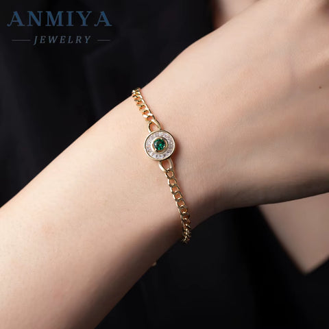 Fine Jewelry Women and Unisex 14K 18K Gold Zircon Bracelet Trendy Gold with 925 Sterling Silver Bracelet for Gift