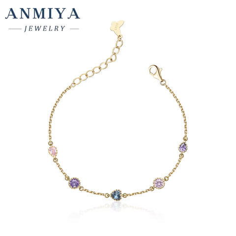 INS Fashion Heart Ice Cut Zircon 925 Silver 18K Gold Link Chain Bracelets for Women Wholesale Valentine'S Day