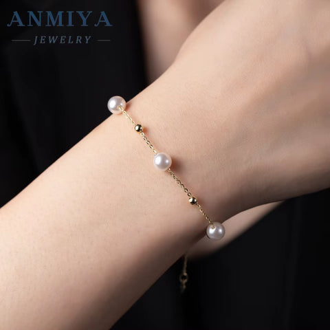 Wholesale Fresh Water Pearls 18K Gold 925 Silver Link Chain Bracelets Hand Chain