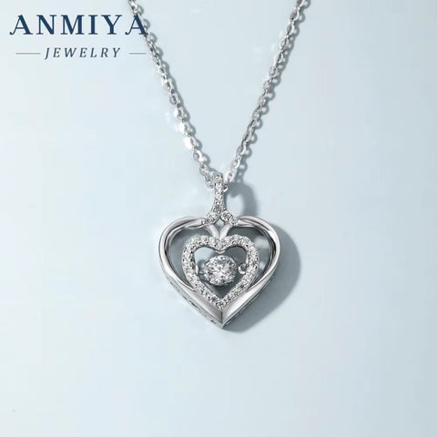 ANMIYA Luxury Dainty Sterling Silver 925 Jewellery Heart Italian Pendant Charm Necklaces Women