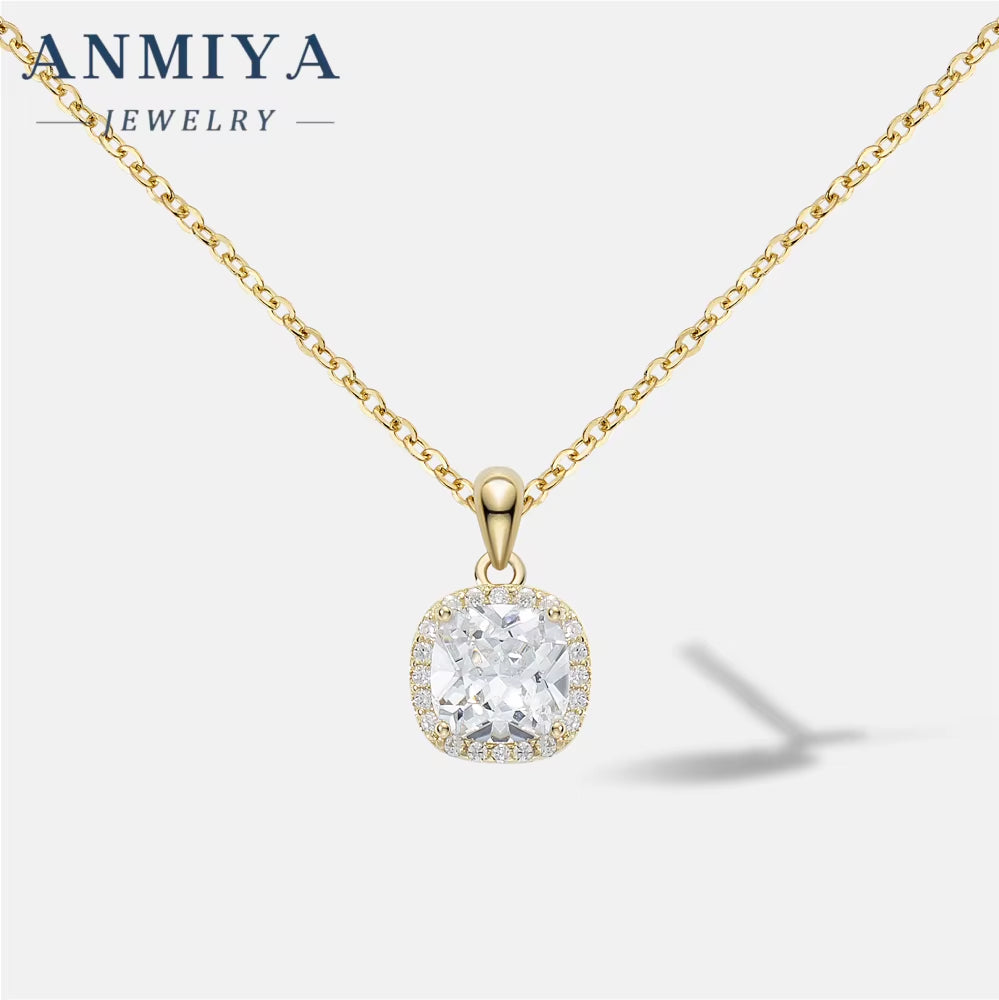 ANMIYA Factory Price Women Jewelry Wholesale Zircon Pendant Silver 925 Silver Necklace for Women