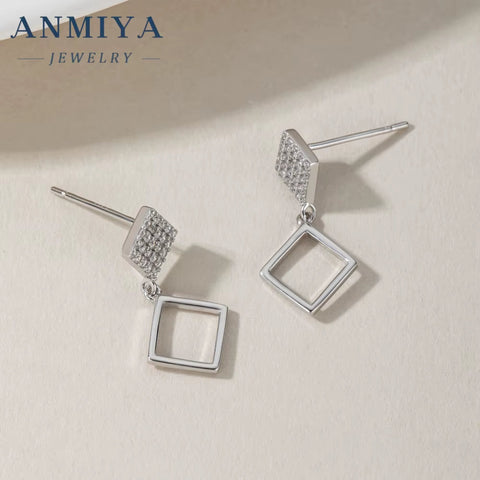 2024 Exquisite Simple 925 Rhomboid Shape Geometry Irregularity Stylish Zircon Earrings for Women
