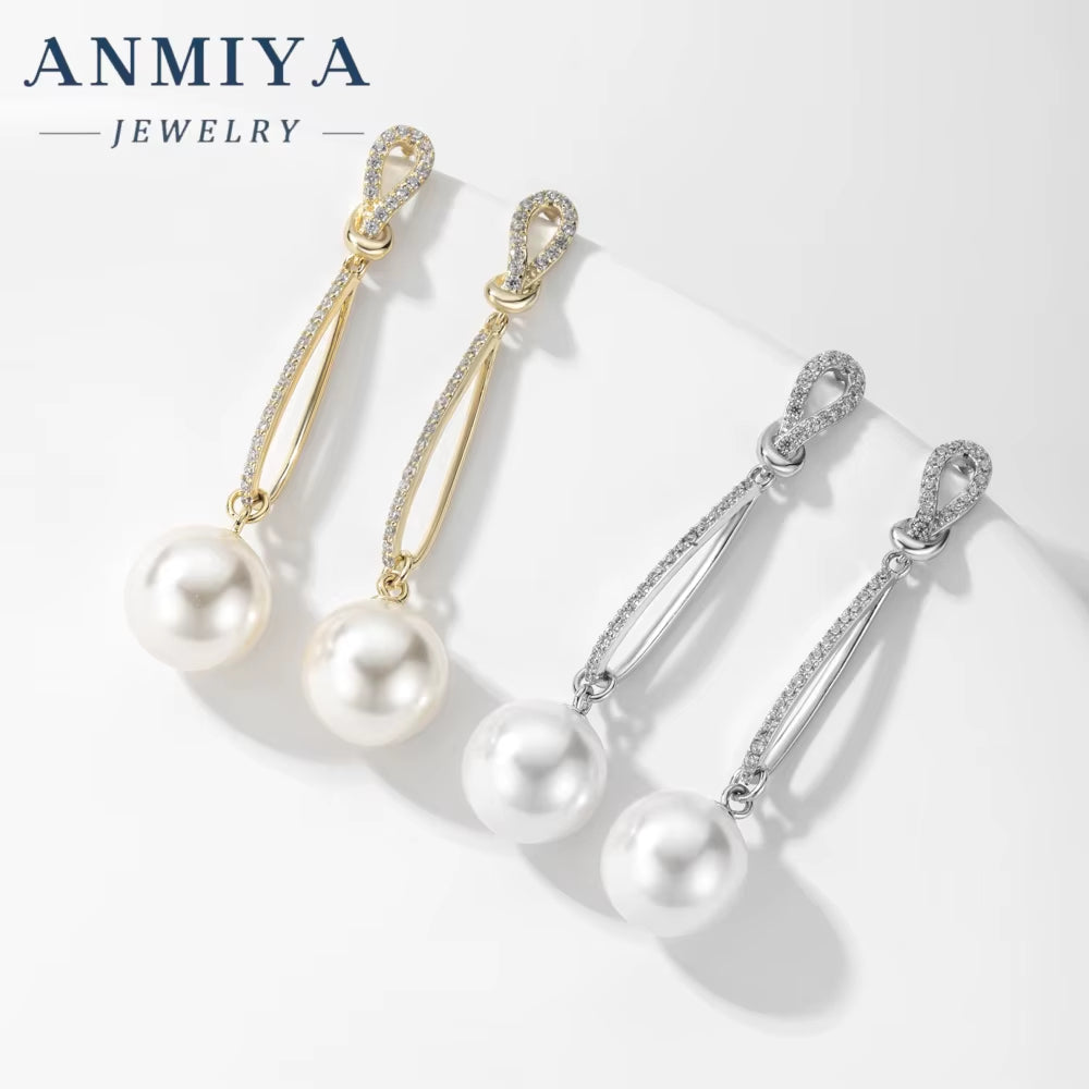ANMIYA INS Trendy Fashion Long Fringe Tassels Fresh Water Pearl 925 Silver Customize Stud Earrings for Women