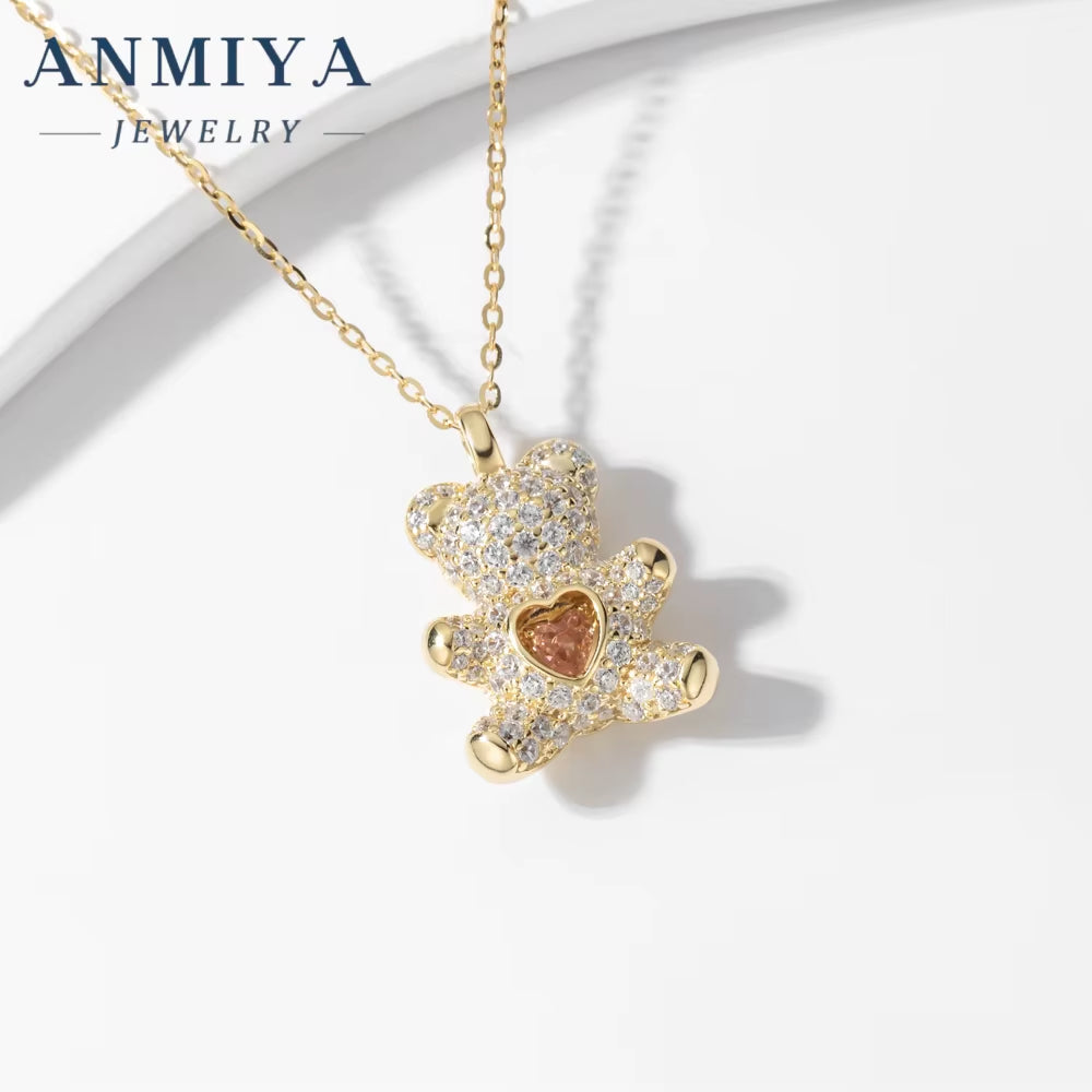 Bear Necklace Teddy Bear 18K Gold Plated Bear Pendant Necklace Jewelry Gift Necklace for Women
