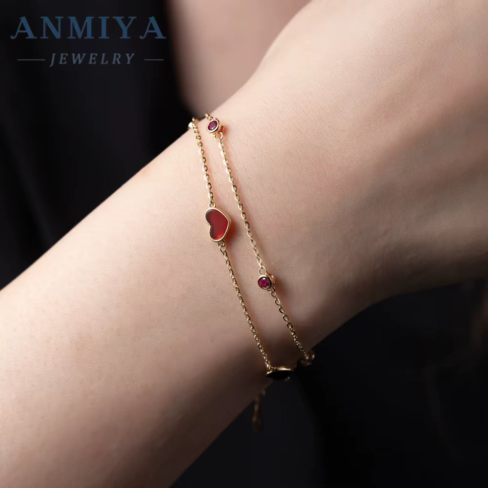 INS Hot Sales Heart Shape Zircon Fashion Jewelry Silver 925 Bracelet for Lover Friendship Couple