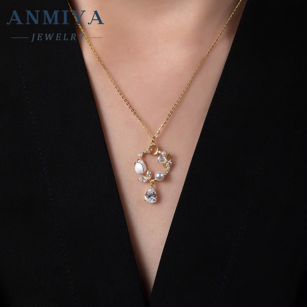 Wholesale Lovely Garland Pearl Flower Earrings Sweet Flower Circle round Stud Earrings Necklace for Women