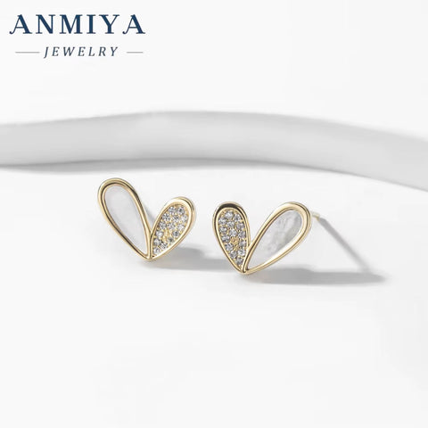 Womens Jewelry Earrings Engagement Wedding Bridal Brilliant Shining Zircon Diamond Silver Luxury Heart Stud Earrings