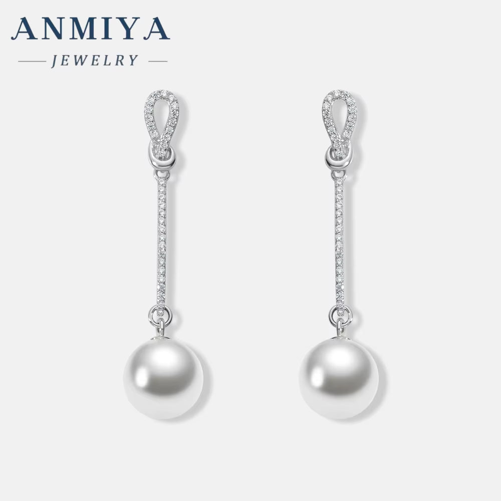 ANMIYA INS Trendy Fashion Long Fringe Tassels Fresh Water Pearl 925 Silver Customize Stud Earrings for Women