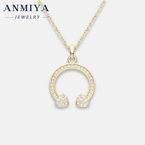 High Quality Dubai Classic 925 Silver 18K Gold Crescent Moon Pendant Necklace