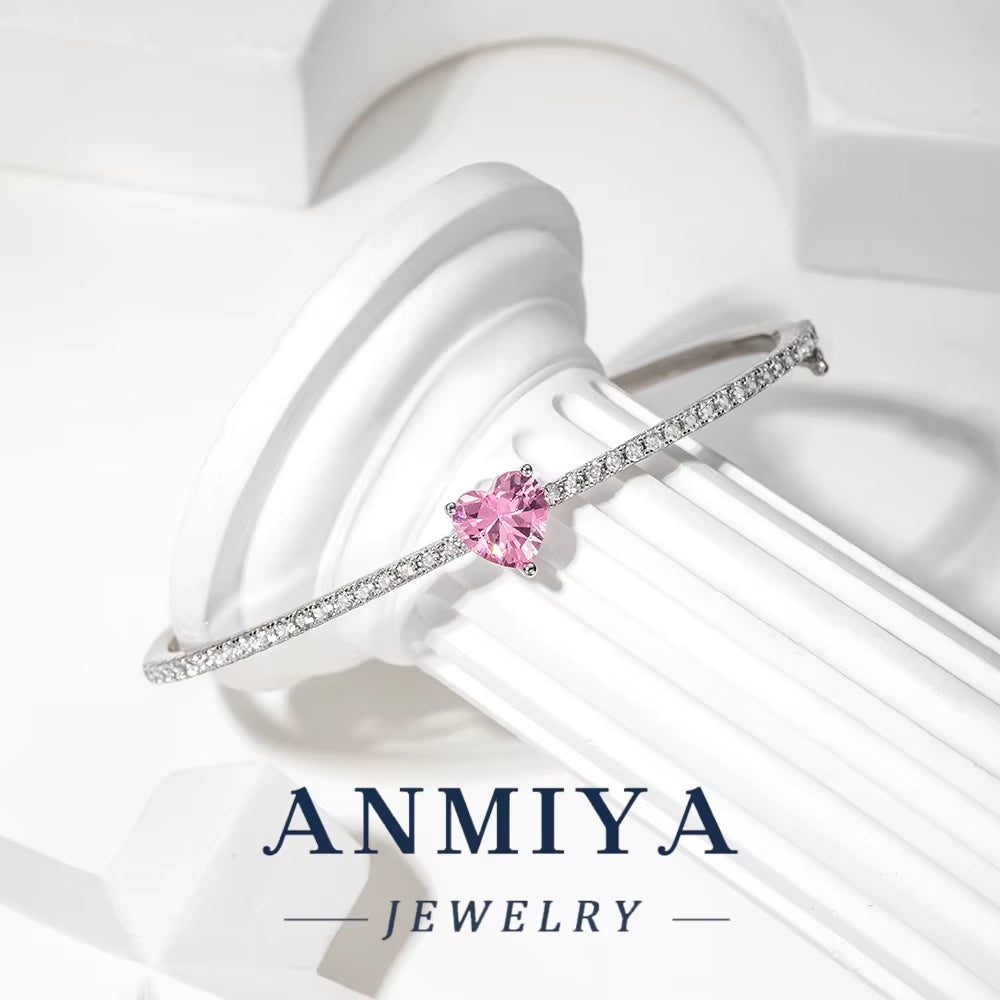 Stackable Silver Jewelry Mini Heart Bracelet, Delicate 925 Sterling Bangle for Layered Wristwear