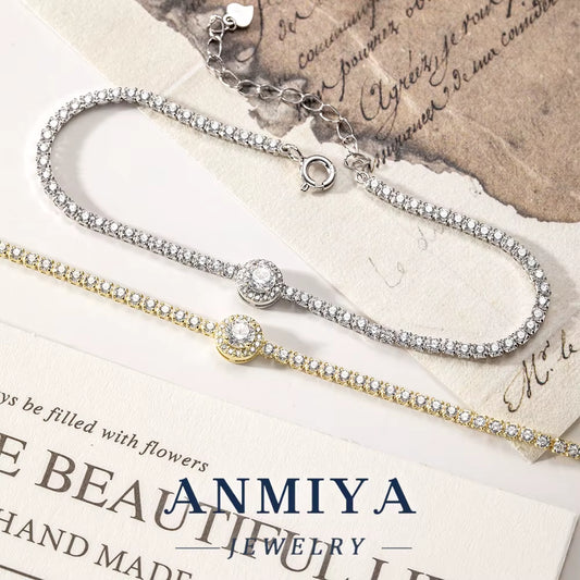 Wholesale Shining Golden Bracelet Women Trendy 925 Silver Tennis Bracelet Vintage Cubic Zircon Jewelry Design