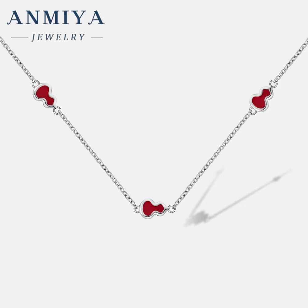 ANMIYA Dainty Red Calabash Pendant Necklace Jewelry Gifts Link Chain Necklaces for Women Teens Girls