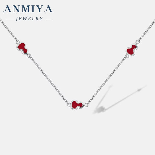 ANMIYA Dainty Red Calabash Pendant Necklace Jewelry Gifts Link Chain Necklaces for Women Teens Girls