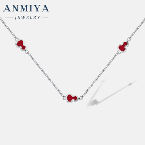 ANMIYA Dainty Red Calabash Pendant Necklace Jewelry Gifts Link Chain Necklaces for Women Teens Girls