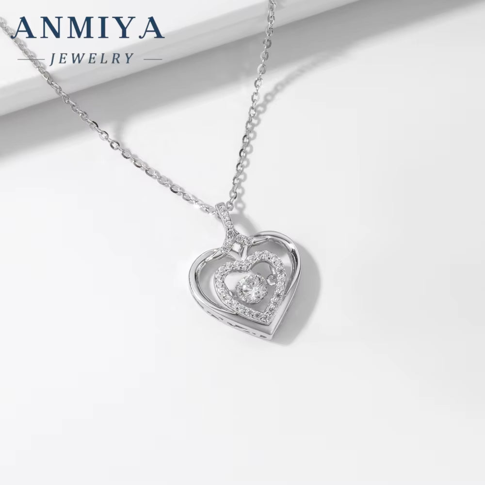 ANMIYA Luxury Dainty Sterling Silver 925 Jewellery Heart Italian Pendant Charm Necklaces Women