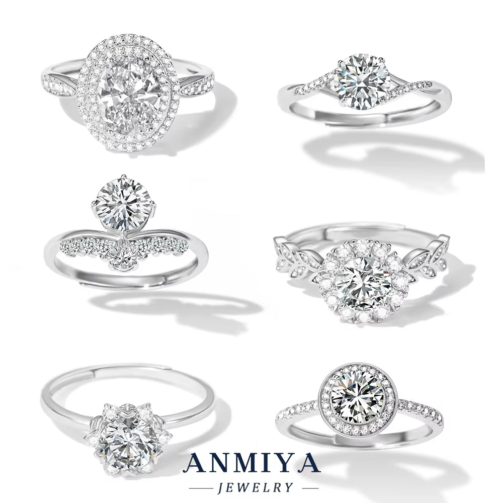 Wholesale Sparkling Silver Jewelry Silver-Plated 925 Sterling Silver Princess-Cut Moissanite Ring for Wedding Accessories