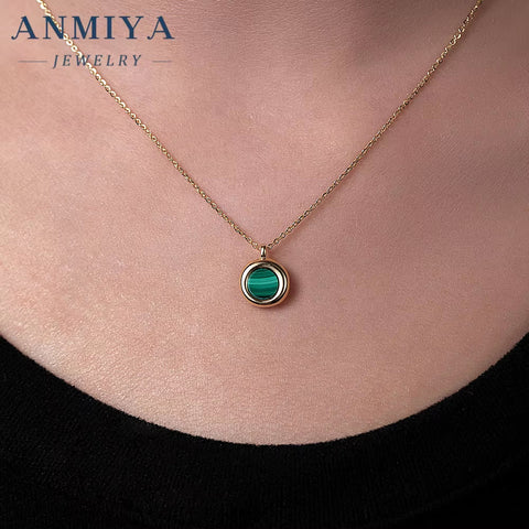 925 Silver Necklace with Genuine Malachite Stone | Handmade Sterling Silver Jewelry for Women | Elegant Green Gemstone Pendant