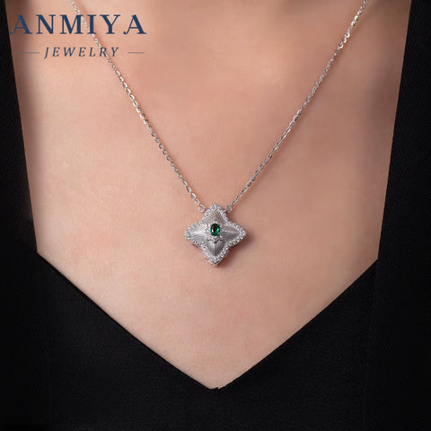 Hot Sell Women'S 925 Silver Flower Zircon Pendant 18K Gold Earring Necklace Jewelry Set