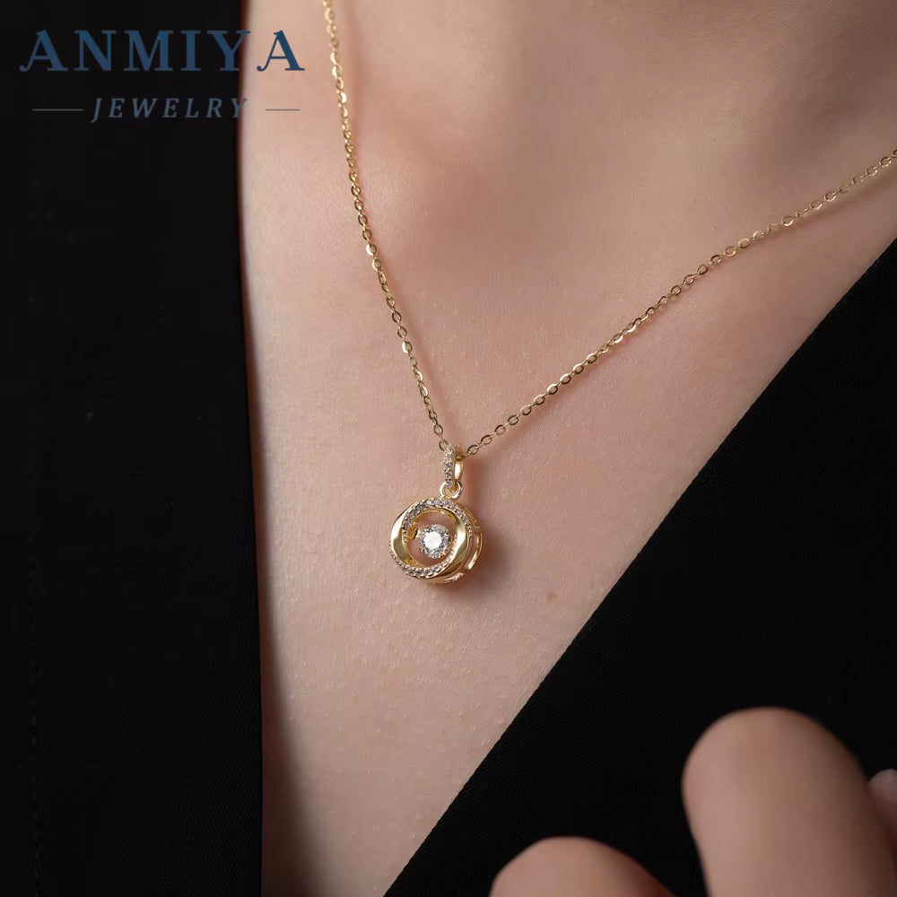 Fashion Jewelry White Gold Plated 925 Sterling Silver Chain round Moissanite Diamond Pendant Women Necklace with GRA Certificate
