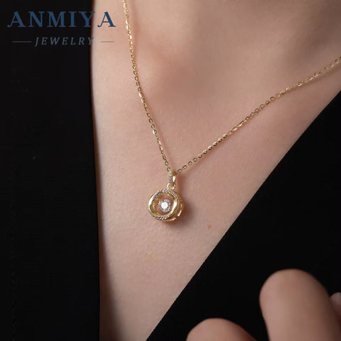 Fashion Jewelry White Gold Plated 925 Sterling Silver Chain round Moissanite Diamond Pendant Women Necklace with GRA Certificate