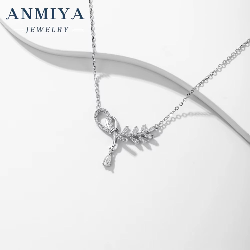 New Design Fashion Chains Necklaces Diamond 925 Silver CZ Stone Necklace for Women