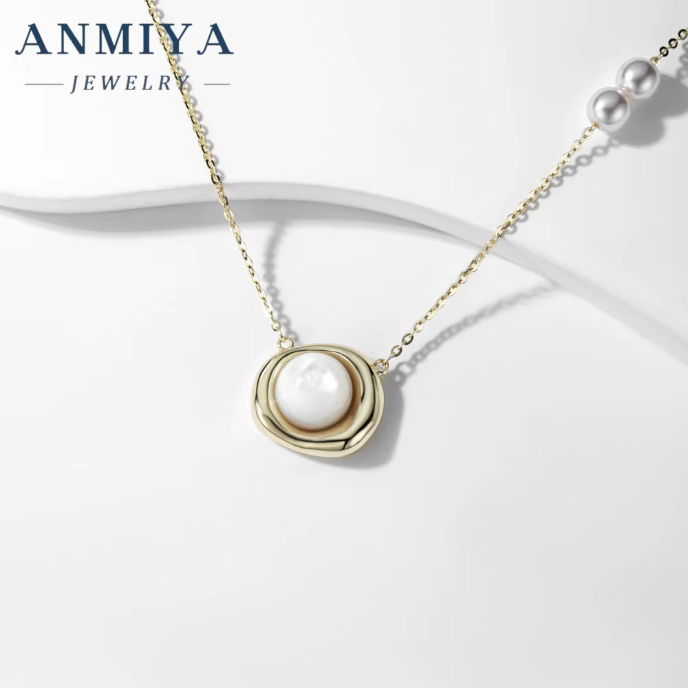 ANMIYA Classic Nature Fresh Water Pearls Beans Shape 925 Silver 18K Gold Designer Minimalist Necklace for Women