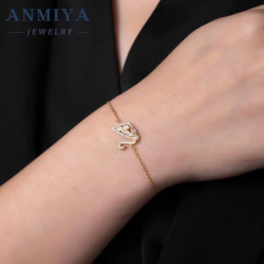 Wholesale Luxury Womens Jewelry Unique Little Swan Diamond Zircon Bracelet 925 Silver Bracelet for Girl