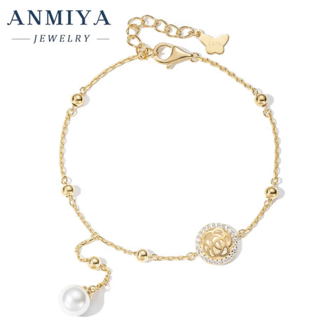 Antique Silver Jewelry Clover Bracelet, Bead Accents & Flower Cutouts, Pearl Tassel Charms for Evening Events