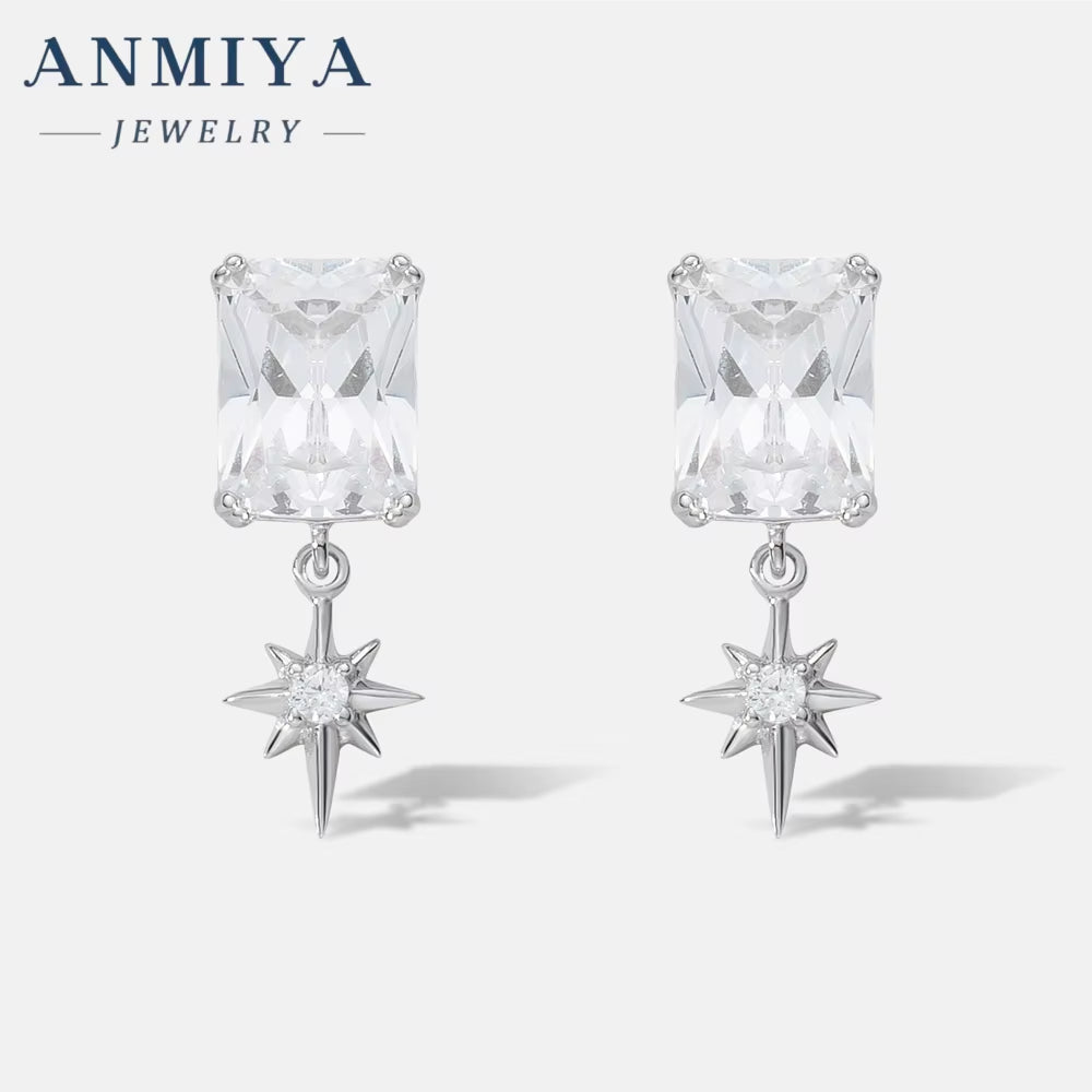 New Tide Geometry Zircon Star Stud Earrings New Stye 2024 Hot Sale Dangling Rhinestone Earrings for Women