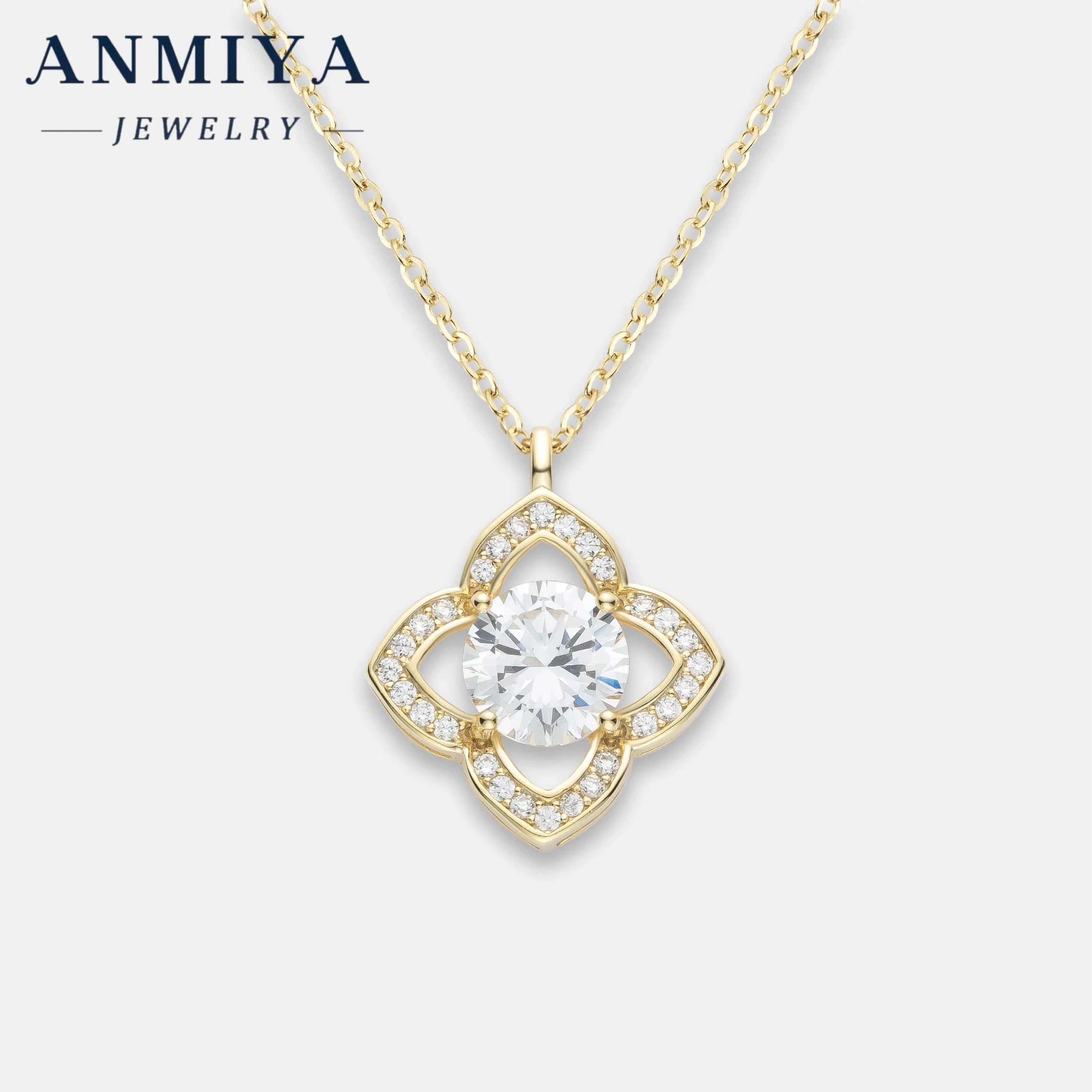 Cubic Zirconia Necklace Jewelry Silver Necklace 925 Sterling Four Leave Clover Dainty Choker 4 Leaf Clover Necklace