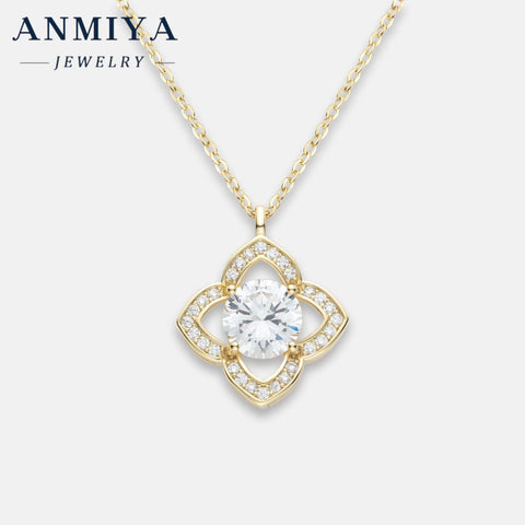 Cubic Zirconia Necklace Jewelry Silver Necklace 925 Sterling Four Leave Clover Dainty Choker 4 Leaf Clover Necklace