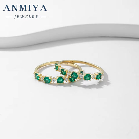 Manufacturer 925 Sterling Silver Green Cubic Zirconia Band round Cut Rings for Women Promise Ring for Couples