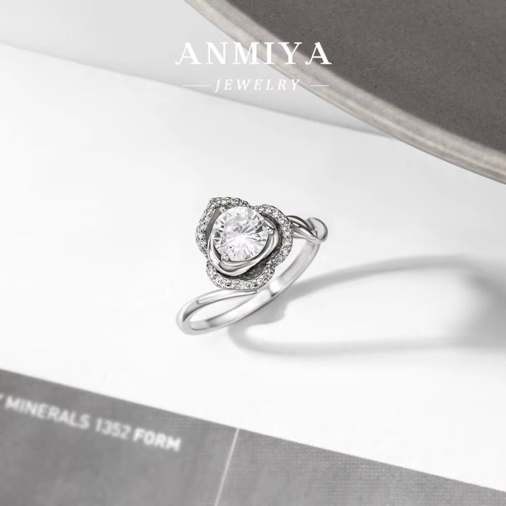 Wholesale 925 Sterling Silver White Gold Plated 5A Zircon Wedding Ring Set Women Fine Jewelry