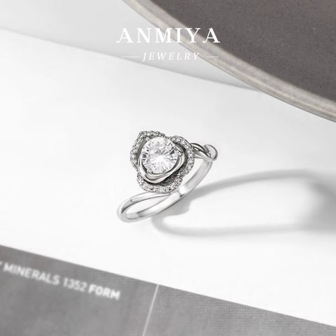 Wholesale 925 Sterling Silver White Gold Plated 5A Zircon Wedding Ring Set Women Fine Jewelry