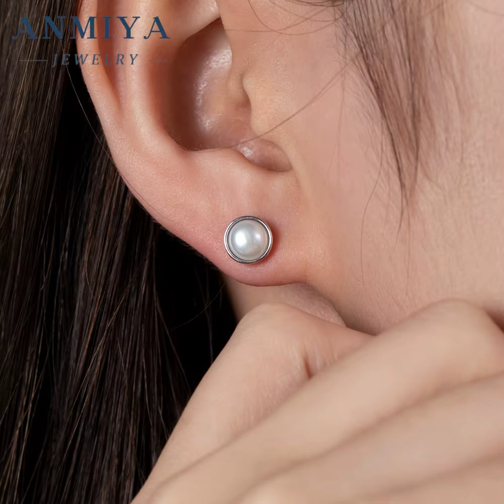 2024 Summer Elegant Cute Pure 925 Sterling Silver Small Pearl Stud Earrings for Women Girls