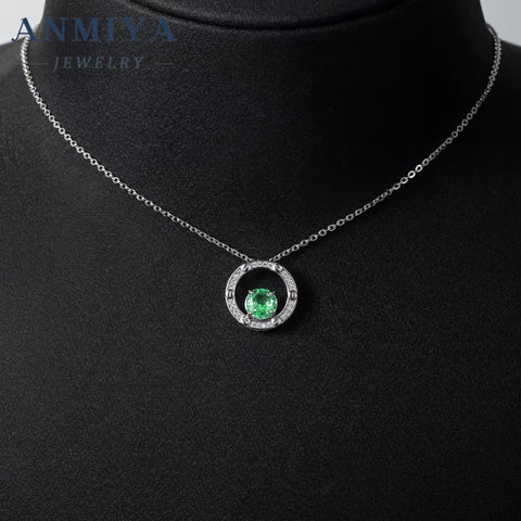 Summer Green round Shape Jewelry Necklace S925 Silver round Ice Cut Zircon Fashion Bestfriend Jewelry