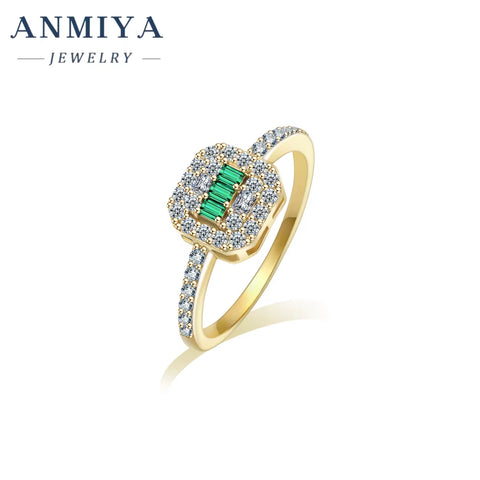 Vintage 925 Sterling Silver Square Green Glaring Emerald Rings Anniversary Gift Dubai Gold Wedding Bands for Women