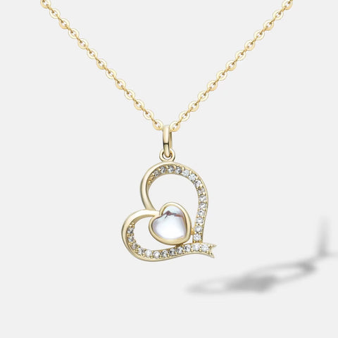 925 Sterling Silver Chain Necklace Romantic Simple Heart Cubic Zirconia Pendant Necklace for Women Fine Jewelry