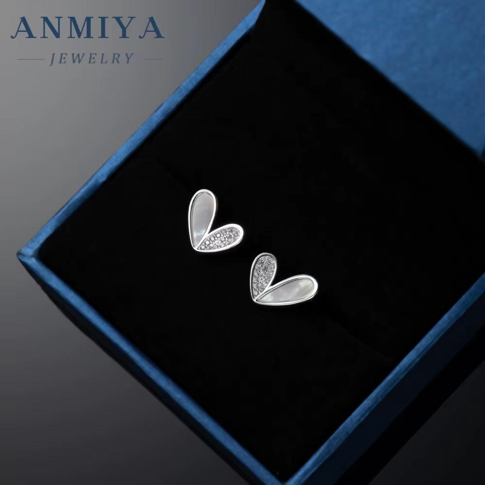 Womens Jewelry Earrings Engagement Wedding Bridal Brilliant Shining Zircon Diamond Silver Luxury Heart Stud Earrings