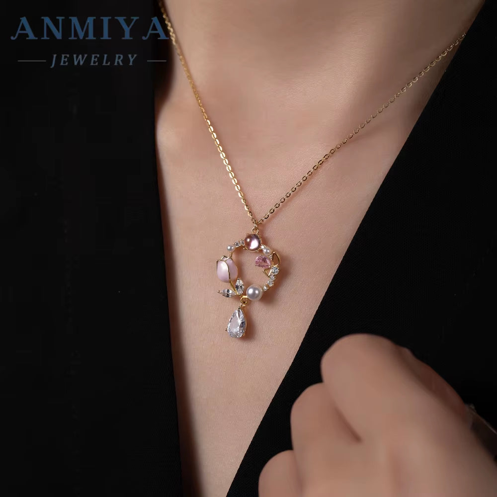 Women Flower Zircon Circle Garland Necklace Female Hot Fashion Temperament Collarbone Chain Necklace Wholesale for Women