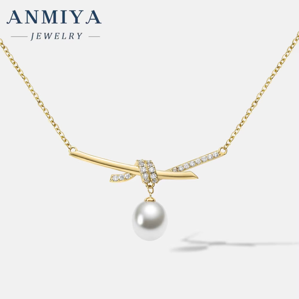 18K Solid Gold Baroque Pearl Necklace Single Pearl Collarbone Jewelry with 925 Sterling Silver Luxury Gold Pearl Necklace